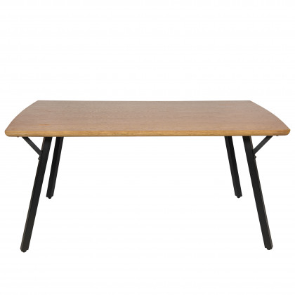 LeisureMod - Ravenna Modern 63" Rectangular Wood Dining Table with Metal Y-Shaped Joint Legs in White Oak