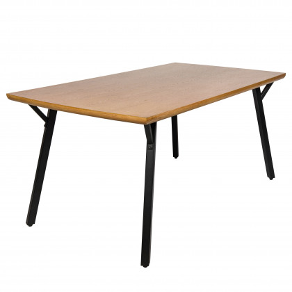 LeisureMod - Ravenna Modern 63" Rectangular Wood Dining Table with Metal Y-Shaped Joint Legs in White Oak