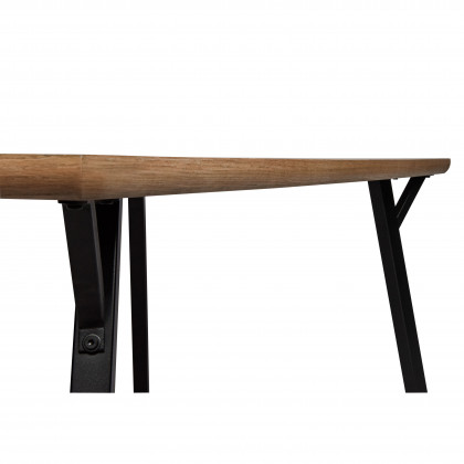 LeisureMod - Ravenna Modern 63" Rectangular Wood Dining Table with Metal Y-Shaped Joint Legs in White Oak
