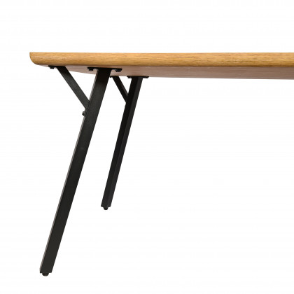 LeisureMod - Ravenna Modern 63" Rectangular Wood Dining Table with Metal Y-Shaped Joint Legs in White Oak