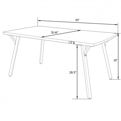 LeisureMod - Ravenna Modern 63" Rectangular Wood Dining Table with Metal Y-Shaped Joint Legs in White Oak