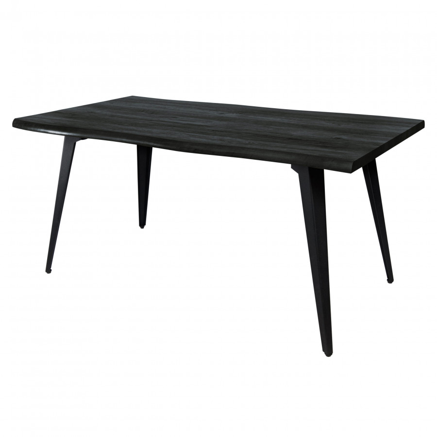 LeisureMod Ravenna Modern 63" Rectangular Wood Dining Table with Metal Legs - Ebony