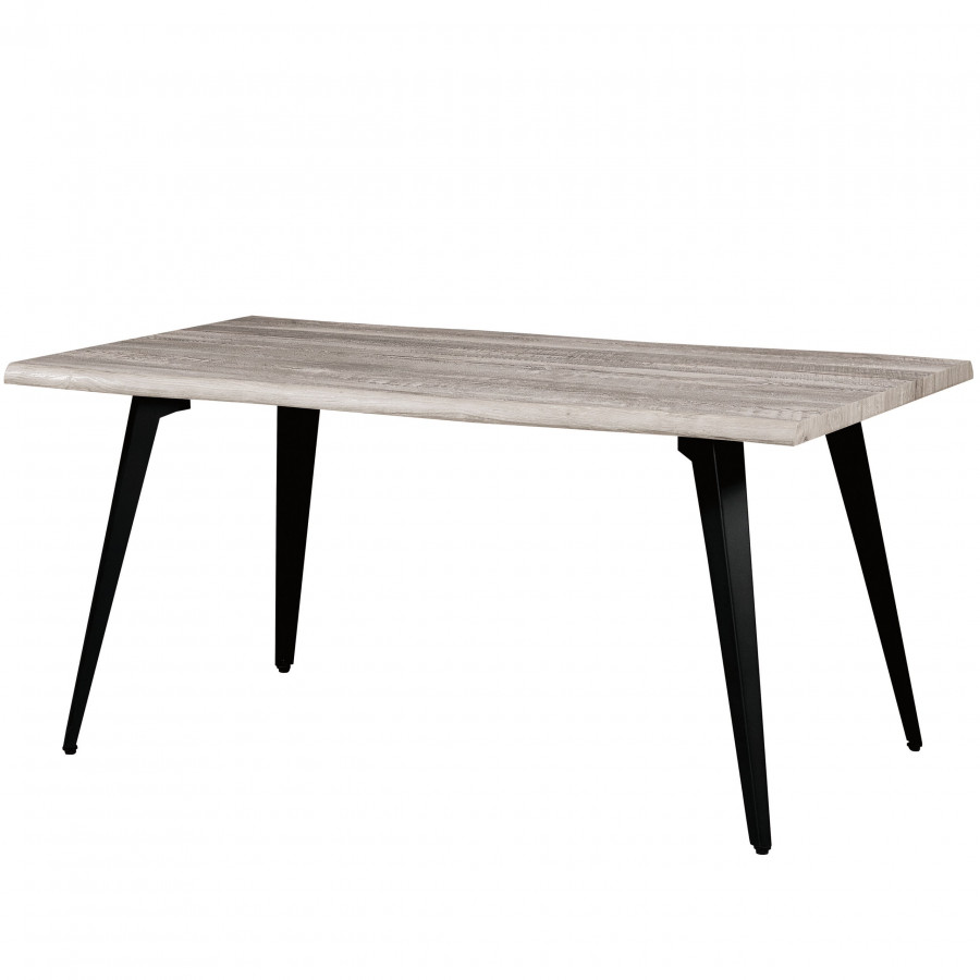 LeisureMod Ravenna Modern 63" Rectangular Wood Dining Table with Metal Legs - Sunbleached Gray