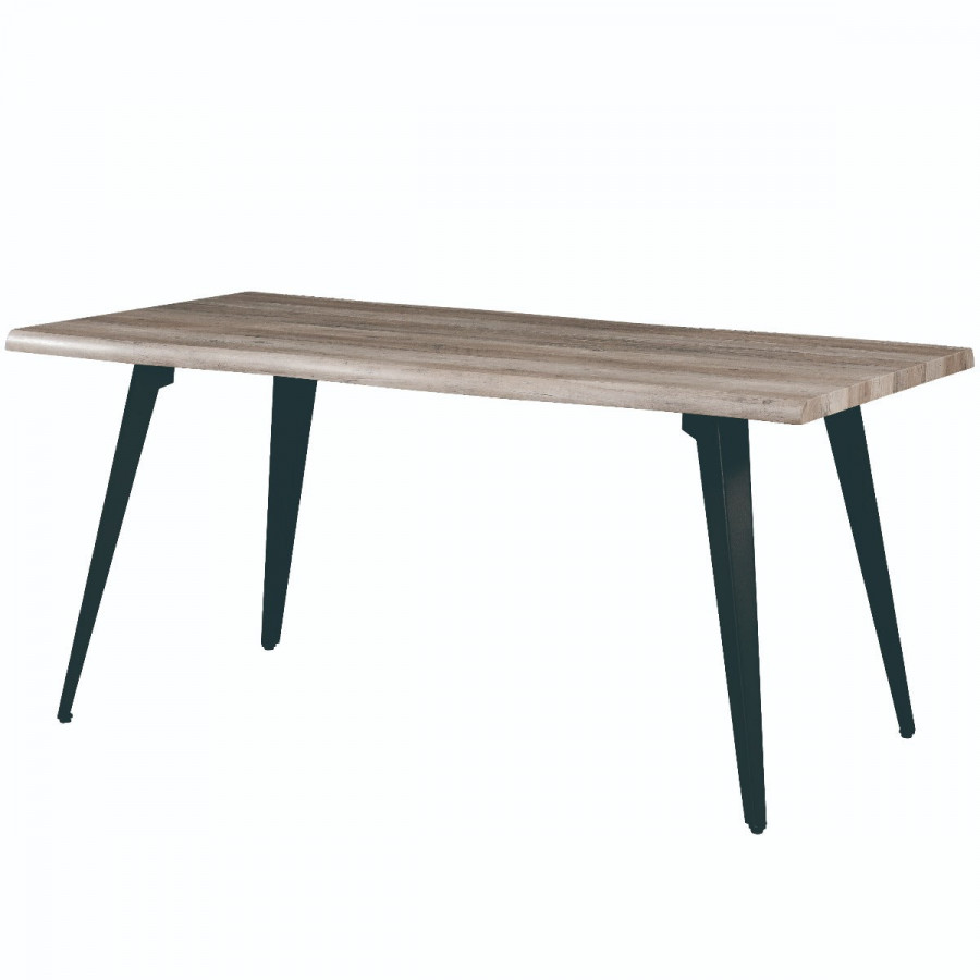 LeisureMod Ravenna Modern 63" Rectangular Wood Dining Table with Metal Legs - Weathered Oak