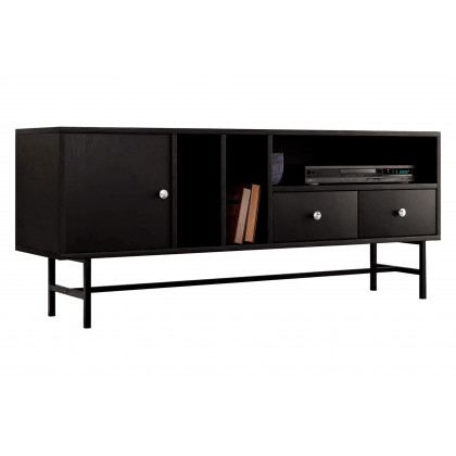LeisureMod Rochester Modern Rectangular TV Stand with Enclosed Storage - Ebony