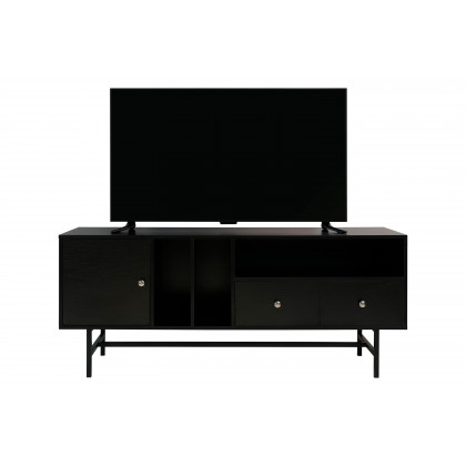LeisureMod Rochester Modern Rectangular TV Stand with Enclosed Storage - Ebony