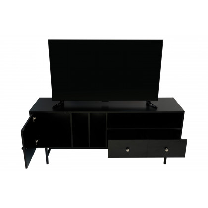 LeisureMod Rochester Modern Rectangular TV Stand with Enclosed Storage - Ebony
