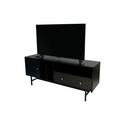 LeisureMod Rochester Modern Rectangular TV Stand with Enclosed Storage - Ebony
