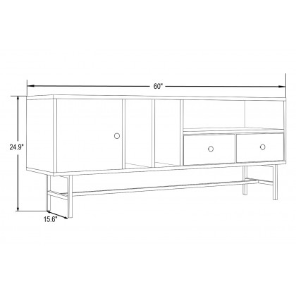 LeisureMod Rochester Modern Rectangular TV Stand with Enclosed Storage - Ebony