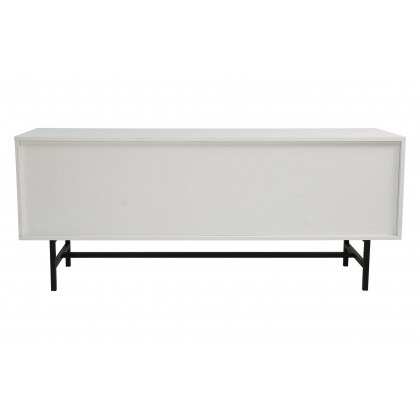 LeisureMod Rochester Modern Rectangular TV Stand with Enclosed Storage - White