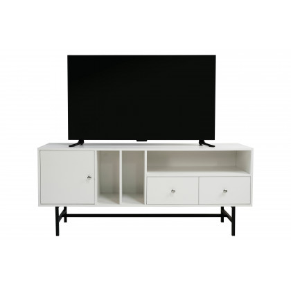 LeisureMod Rochester Modern Rectangular TV Stand with Enclosed Storage - White
