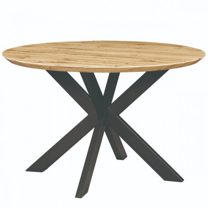 LeisureMod - Ravenna 47" Round Wood Dining Table with Modern Metal Base