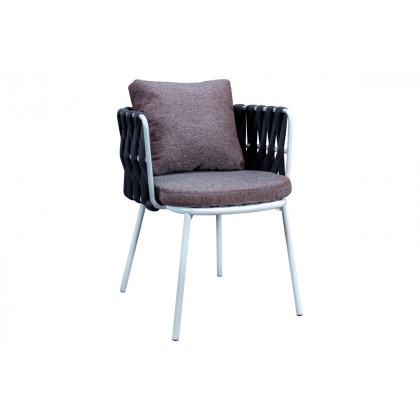 LeisureMod - Spencer Modern Rope Outdoor Patio Dining Chair With Cushions