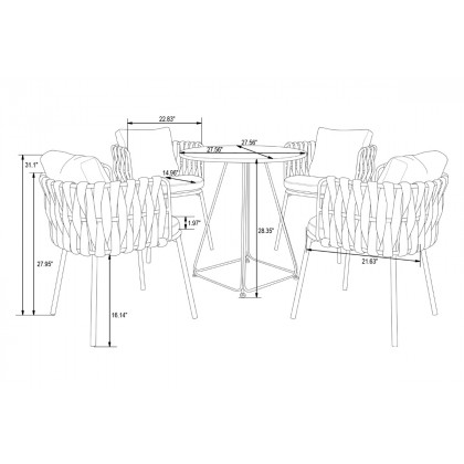 LeisureMod Spencer Modern Rope Outdoor Patio Dining Chair With Cushions - Black