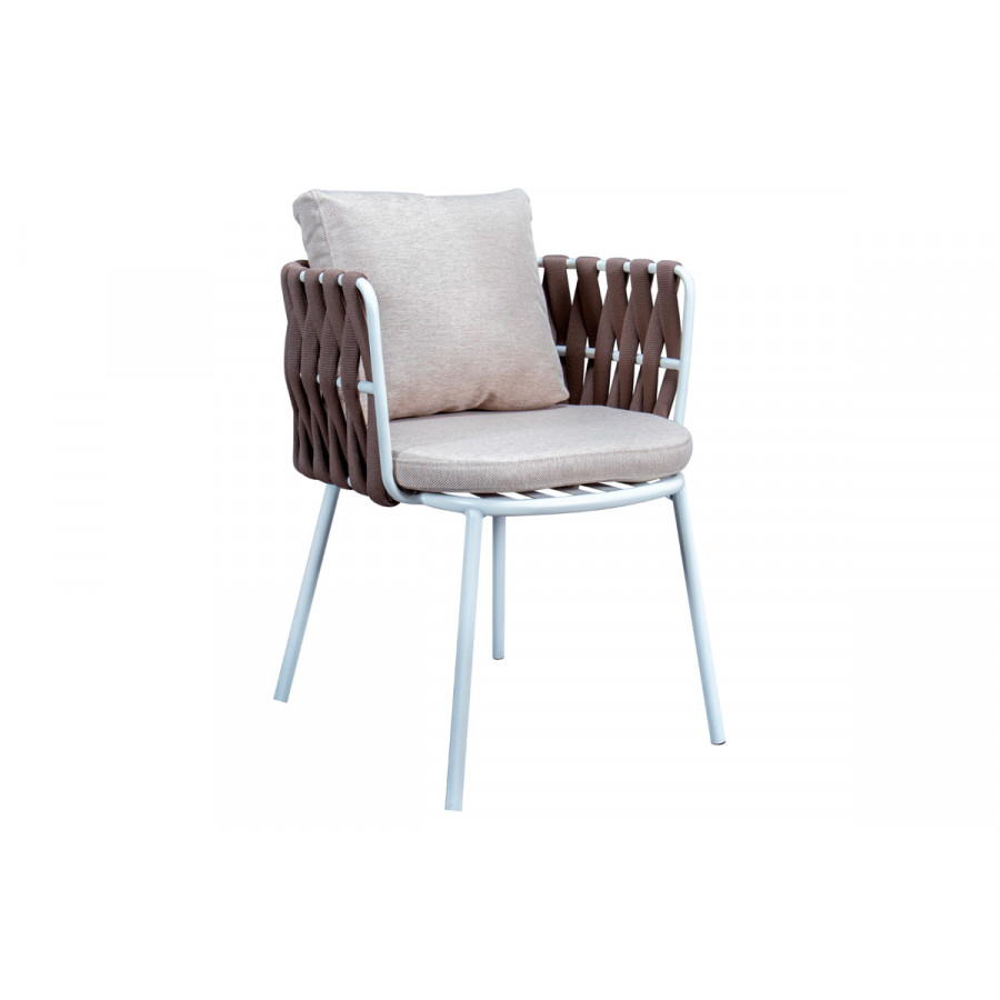 LeisureMod - Spencer Modern Rope Outdoor Patio Dining Chair With Cushions