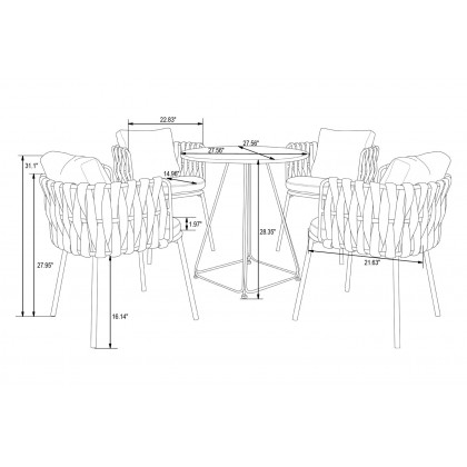 LeisureMod Spencer Modern Rope Outdoor Patio Dining Chair With Cushions - Brown