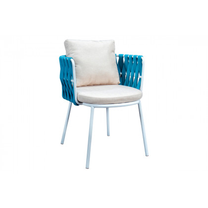LeisureMod - Spencer Modern Rope Outdoor Patio Dining Chair With Cushions