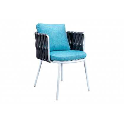 LeisureMod - Spencer Modern Rope Outdoor Patio Dining Chair With Cushions