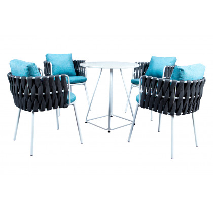 LeisureMod Spencer Modern Rope Outdoor Patio Dining Chair With Cushions - Gray