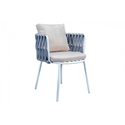 LeisureMod - Spencer Modern Rope Outdoor Patio Dining Chair With Cushions