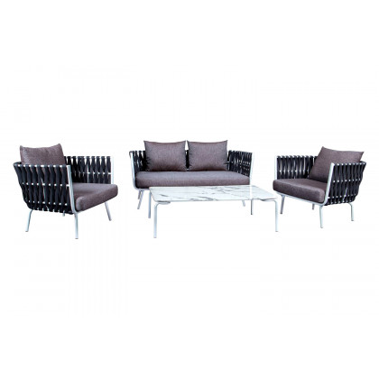 LeisureMod Spencer Modern Outdoor Rope Club Chair with Cushions - Black