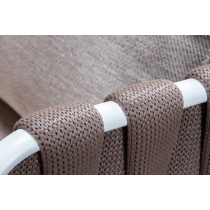 LeisureMod Spencer Modern Outdoor Rope Club Chair with Cushions - Brown