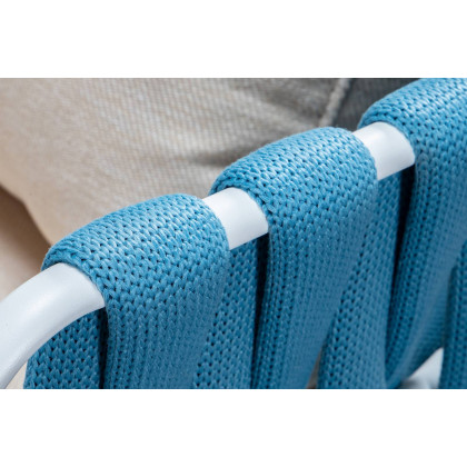 LeisureMod Spencer Modern Outdoor Rope Club Chair with Cushions - Blue