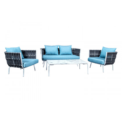 LeisureMod Spencer Modern Outdoor Rope Club Chair with Cushions - Gray