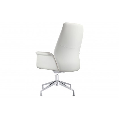 LeisureMod Summit Modern Office Chair in Faux Leather and Aluminum Frame with Adjustable Height and Swivel - White