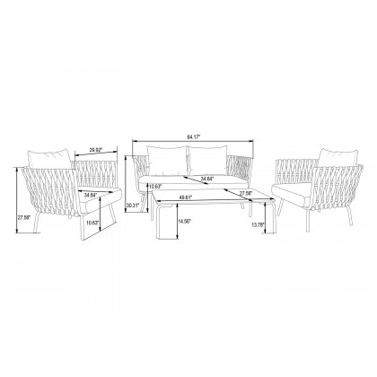 LeisureMod Spencer Modern Outdoor Rope Loveseat with Cushions - Blue