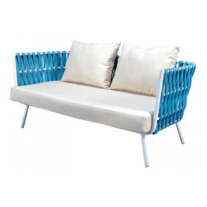 LeisureMod - Spencer Modern Outdoor Rope Loveseat with Cushions
