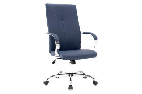 LeisureMod™ Sonora Modern High-Back Leather Office Chair - Navy Blue