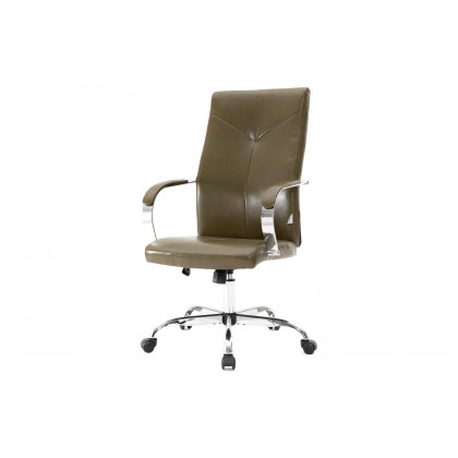 LeisureMod Sonora Modern High-Back Leather Office Chair - Olive Green
