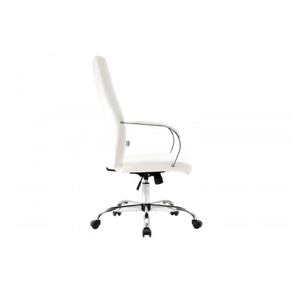 LeisureMod Sonora Modern High-Back Leather Office Chair - White