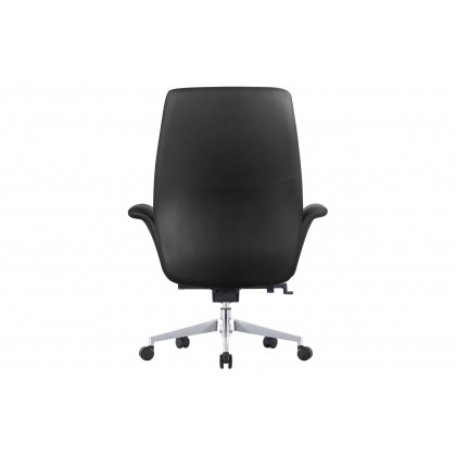 LeisureMod Summit Mid-Century Modern Faux Leather Conference Office Chair with Swivel and Tilt - Black