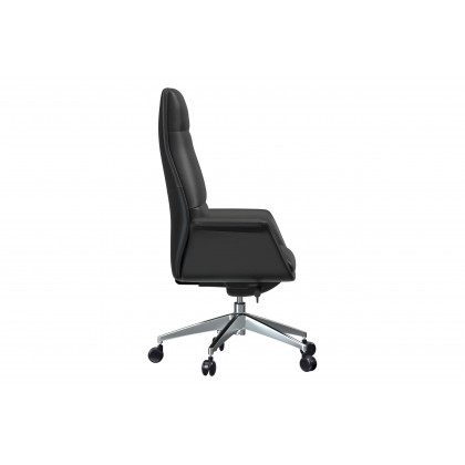 LeisureMod Summit Mid-Century Modern High-Back Conference Office Chair with Aluminum Frame - Black