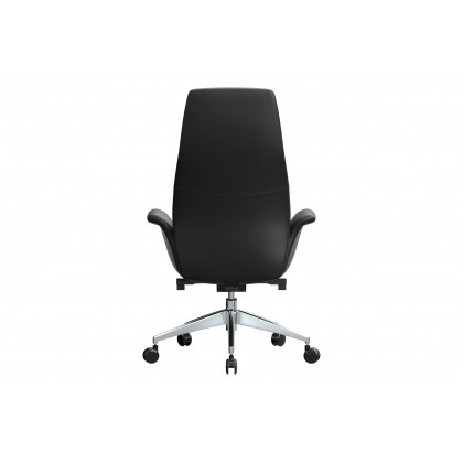 LeisureMod Summit Mid-Century Modern High-Back Conference Office Chair with Aluminum Frame - Black