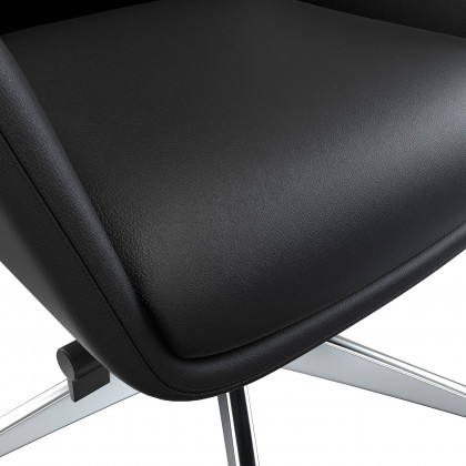 LeisureMod Summit Mid-Century Modern High-Back Conference Office Chair with Aluminum Frame - Black