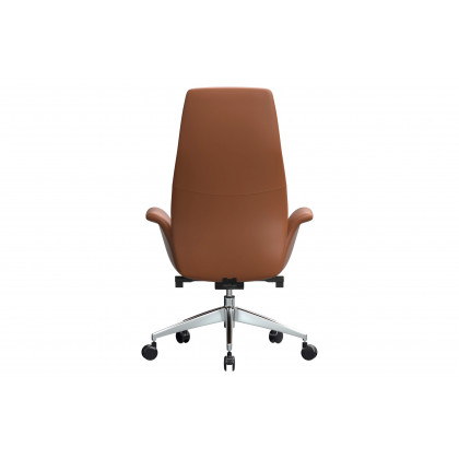 LeisureMod Summit Mid-Century Modern High-Back Conference Office Chair with Aluminum Frame - Dark Brown