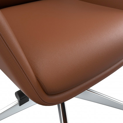 LeisureMod Summit Mid-Century Modern High-Back Conference Office Chair with Aluminum Frame - Dark Brown