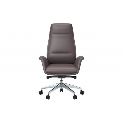 LeisureMod Summit Mid-Century Modern High-Back Conference Office Chair with Aluminum Frame - Gray