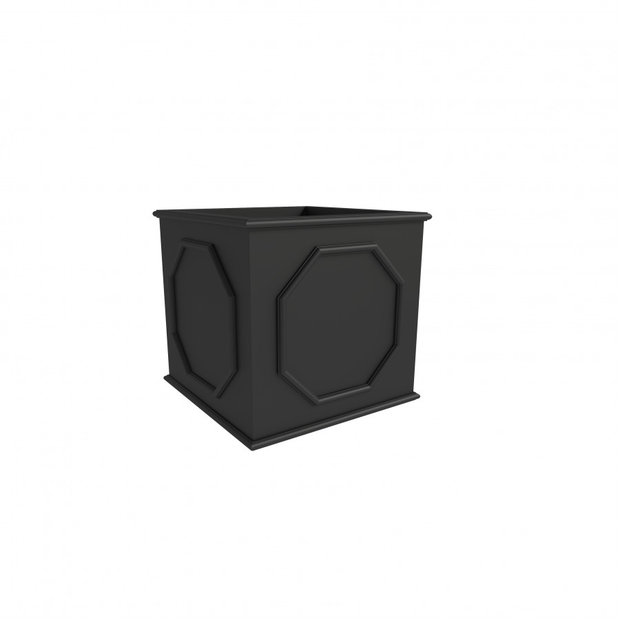 LeisureMod Sprout Modern 13" Cube Planter in Fiberstone and Clay - Black