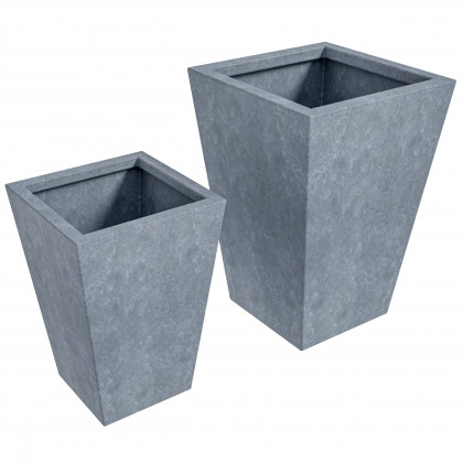 LeisureMod - Serene Modern Fiberstone and Clay Planters Pot (Set of 2)