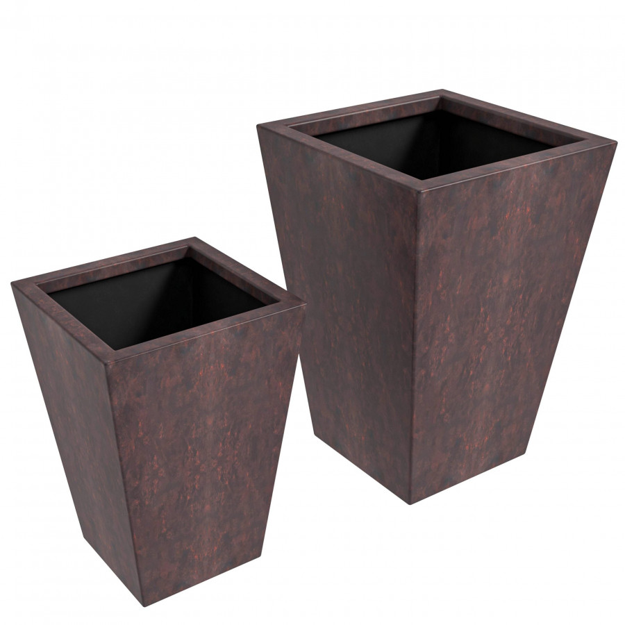 LeisureMod - Serene Modern Fiberstone and Clay Planters Pot (Set of 2)