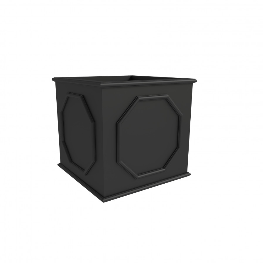 LeisureMod Sprout Modern 15" Cube Planter in Fiberstone and Clay - Black