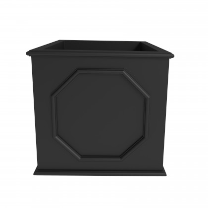 LeisureMod Sprout Modern 22" Cube Planter in Fiberstone and Clay - Black