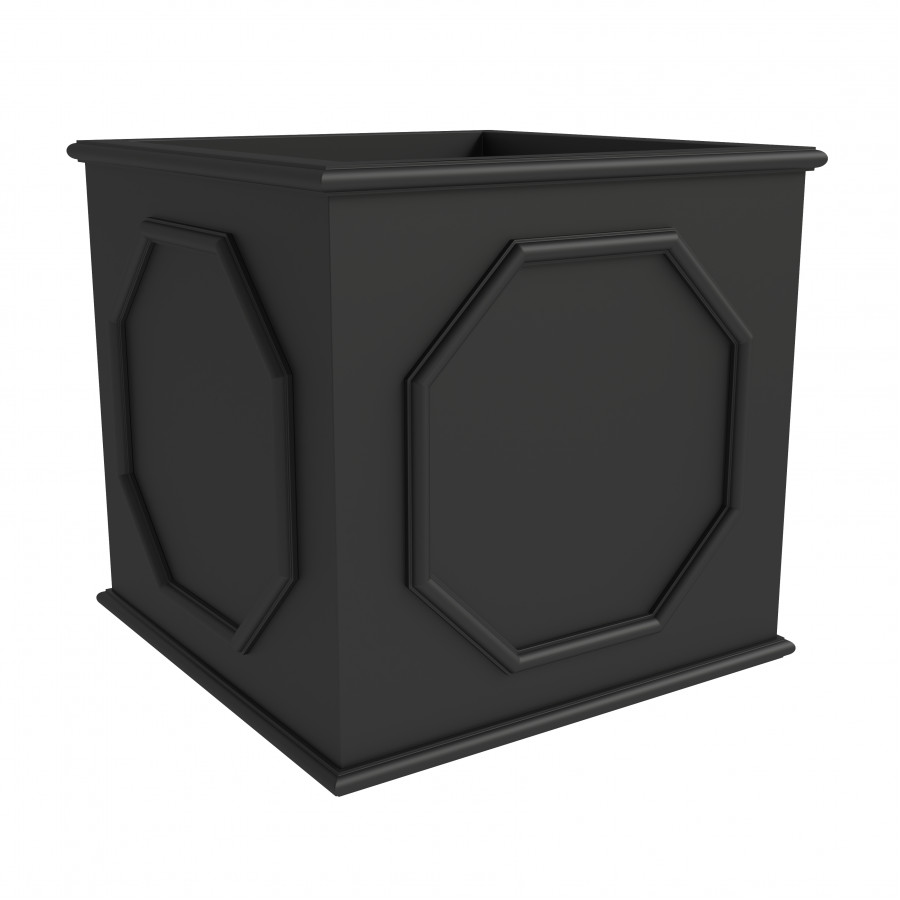 LeisureMod Sprout Modern 26" Cube Planter in Fiberstone and Clay - Black