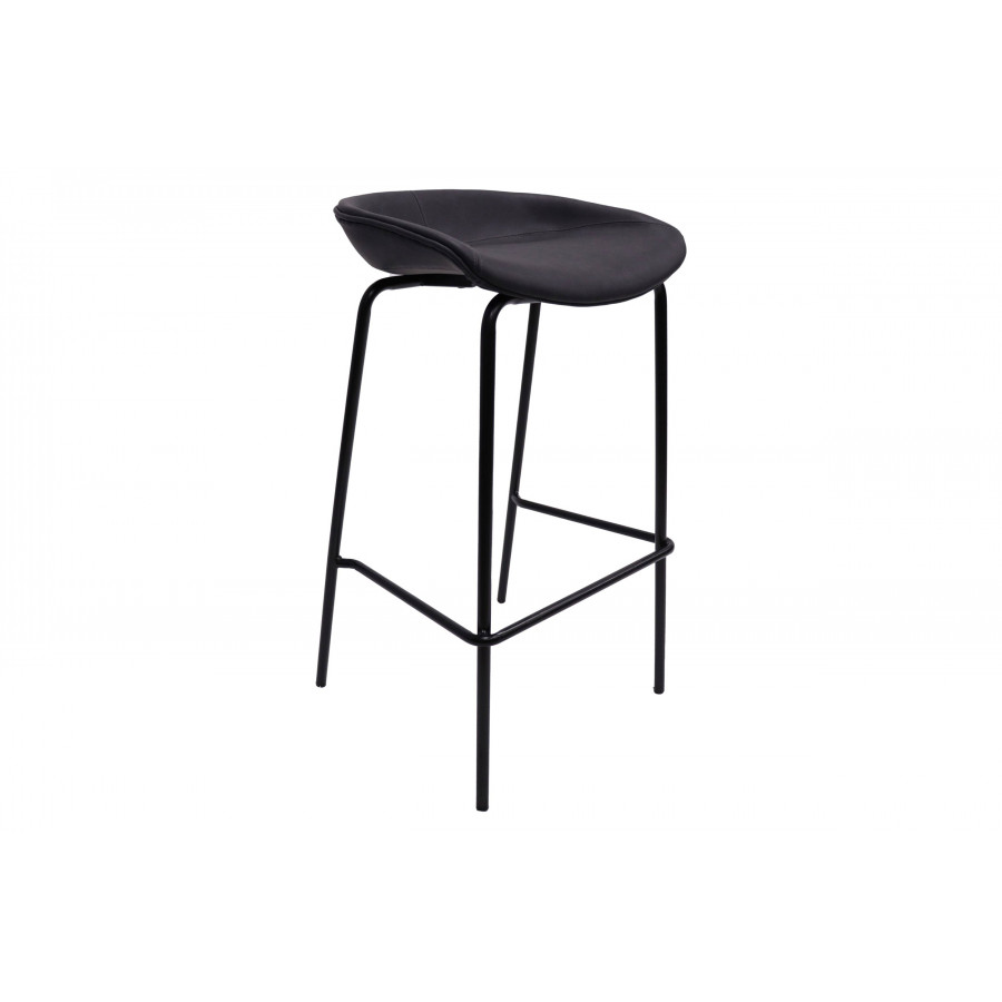 LeisureMod Servos Modern Barstool with Upholstered Faux Leather Seat - Black