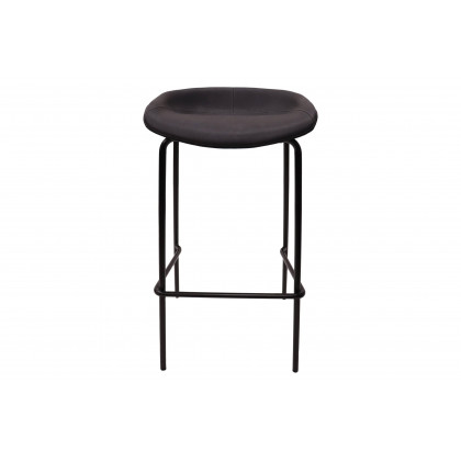 LeisureMod Servos Modern Barstool with Upholstered Faux Leather Seat - Black