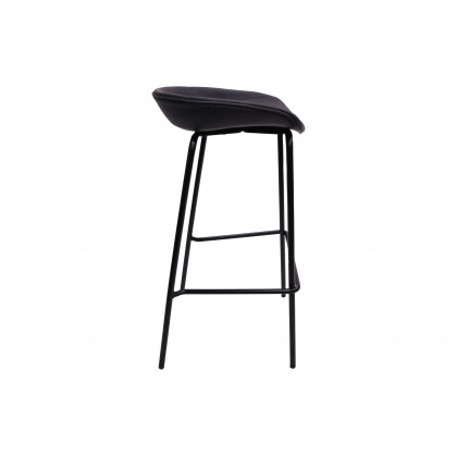 LeisureMod Servos Modern Barstool with Upholstered Faux Leather Seat - Black